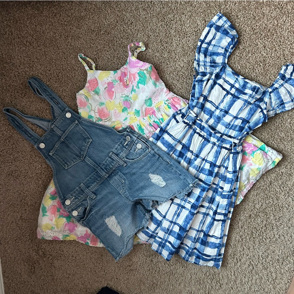 LOT OF 3 Toddler Gap Dress Gymboree Dress & Old Navy Overall Shorts Size 6 |E21